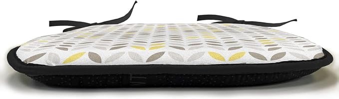 Lunarable Geometric Chair Cushion Pads Set of 6, Fish with Abstract Pattern Techno Urban Illusion Creative Design Print, Anti-Slip Seat Padding for Kitchen & Patio, 16"x16", Yellow and Taupe