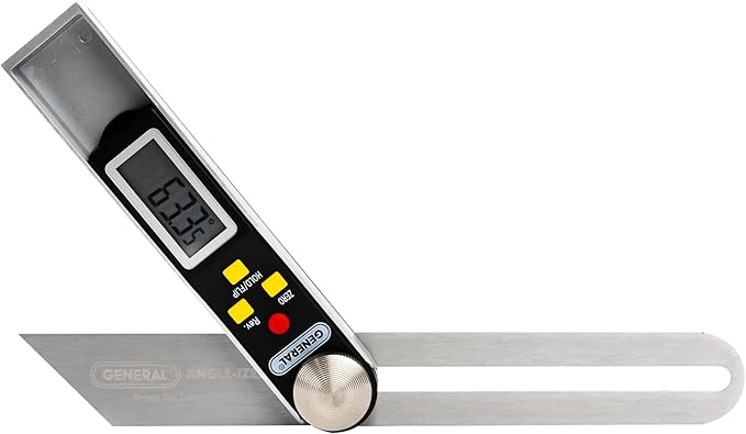 General Tools T-Bevel Gauge & Protractor - Digital Angle Finder with Full LCD Display & 8" Stainless Steel Blade