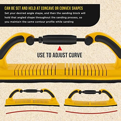 Dura-Gold Pro Series Adjustable Radius Flex Longboard Hand Sanding File Block with Both Hook & Loop Backing and PSA Adapter Pad & 80 Grit PSA Longboard Sandpaper 12 Yard Roll, 2-3/4" Wide