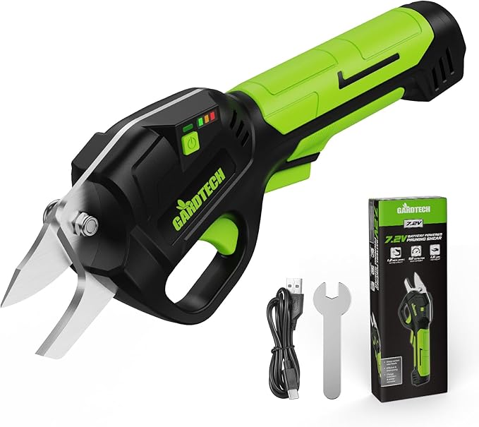 GARDTECH 7.2V Electric Pruning Shears, Ultra-light 1.5lbs Pruner for Garden | 4.0Ah Battery 1000 Cutting, 0.6in, Sharp Steel Blade Cordless Pruner Shears for Potted Plants, Flower and Fruits Trimming