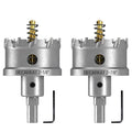2-Pack 2-1/8" TCT Hole Saws for Hard Metal, Heavy Duty 54mm Tungsten Carbide Tipped Hole Cutters Set with Spring-Loaded Pilot Drill Bits for Stainless Steel, Metal, Iron, and Plastic.
