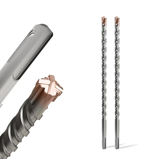2PCS SDS Plus Rotary Hammer Drill Bits,1/2"×12" (13mm×310mm) - 4 Carbide Cutting Edges & Coated Head, Ideal for Masonry| Heavy-Duty Masonry |Hammer Drill Bits for Precision Drilling