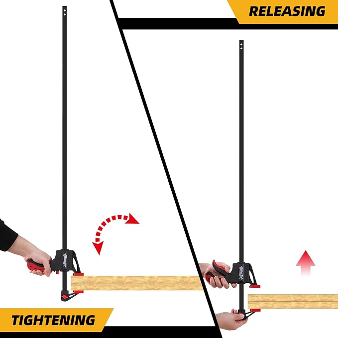 50" Bar Clamps for Woodworking 2-Piece, One-Handed Quick-Change F Clamp/Spreader with 130 LBS Load Limit, Wood Clamps for Gluing, Carpentry, DIY, and Woodworking