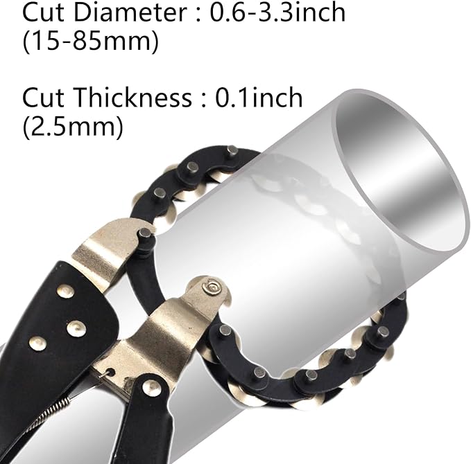 Exhaust Tube Chain Cutter, 0.6" to 3.3" Tailpipe Cutter, Tube Cutting Pliers for Cutting Exhaust Pipe Copper Pipes