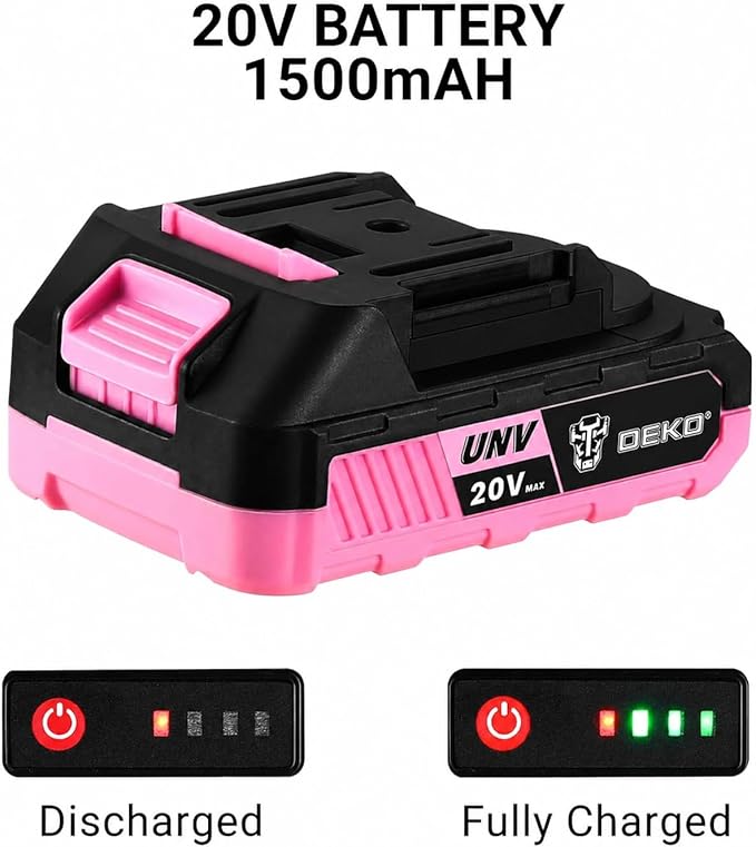 Power Drill Cordless: DEKOPRO Pink Cordless Drill 20V Electric Power Drill Set Tool for Women Drills with Battery and Charger 20 Volt Drills Driver Kit