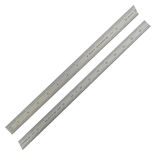 PEC Tools 24" Flexible Steel Ruler, High-Quality Carbon Steel with Satin Chrome Finish, 3R Graduation (1/32", 1/64", 1/10", 1/50"), Fully Hardened and Tempered, Made in USA