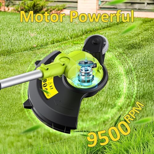 Electric String Trimmer Cordless with 2x2.0Ah Battery, 20V Weed Wacker Weed Eater with Charger, 12-inch Lawn Mover & Edger Lawn Tool, Powered Grass Trimmer Spool Line for Yard, Garden, Foldable Shaft