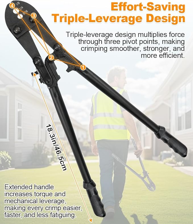 TooTaci 24 Inch Hand Swaging Tool, Wire Rope Crimping Tool for 1/8" 3/16" 1/4" Wire Cable, Heavy Duty Cable Long Hand Swager Crimper for Copper and Aluminum Oval Sleeves and Stop Sleeves