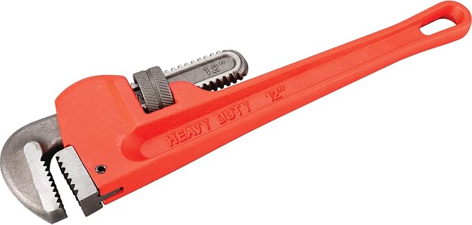 Performance Tool W1133-12B 12 in. Red Adjustable Pipe Wrench | Heavy duty plumbers monkey wrench. Drop-forged steel construction. Precision milled jaws. Protective enamel paint