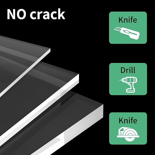 (2 Pack) 1/8”(3mm) Thick Clear Acrylic Sheets, 20X24 Plexiglass Sheets for Craft, Sign Blank, DIY Display Project, Cut with Saw or Hand Tools