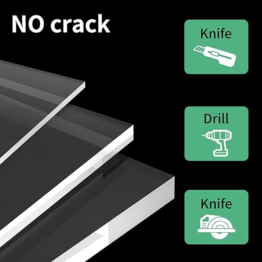 (2 Pack) 1/8”(3mm) Thick Clear Acrylic Sheets,11X14 Plexiglass Sheets for Craft, Sign Blank, DIY Display Project, Cut with Saw or Hand Tools
