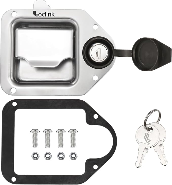Truck Box Latch Replacement kit, Paddle Latch Tool Box Locks with Keys,Truck Box, Trailer Door, RV, Camper, Storage Box, 4.4" L x 3.3" W