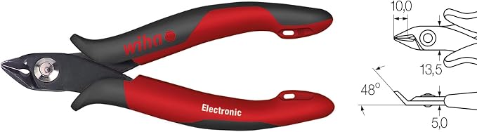 Wiha Z46013803SB" Electronic Wide Nipper, Red/Black, 138 mm
