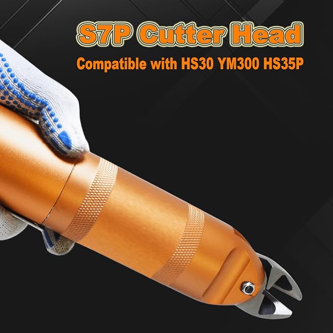 Pneumatic Air Nipper, Sharp S7P Cutter Head with Extra Replacement Blades, Diagonal Cutting Pliers for 3.3mm Copper Wire, 2.8mm Iron Metal Wire, Compatible with HS30 YM300 HS35P