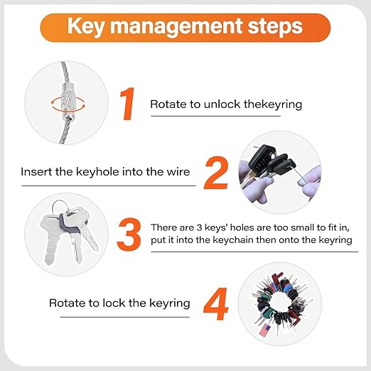 50 Pcs Equipment Keys Master Set, Compatible with CAT Caterpillar Bobcat JCB John Deere Case Kubota Volvo Komatsu Hyster Jlg Yanmar, Construction Heavy Equipment Ignition Keys with US Flag Keychain