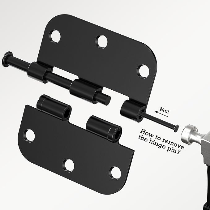 30 Pack Matte Black Ball Bearing Door Hinges, 3.5 Inch 5/8" Radius Quiet No Squeak Removable Pin Heavy Duty Steel Interior Hinges with Screws for Bedroom Bathroom Home Indoor Use Door Accessories