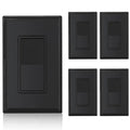 ELEGRP 3 Way Decorator Light Switch, 15Amp, 120-277 Volt, AC Rocker Paddle Wall Switch Replacement, Self-Grounding, Residential Grade, Screwless Wall Plate, UL Listed (5 Pack, Glossy Black)