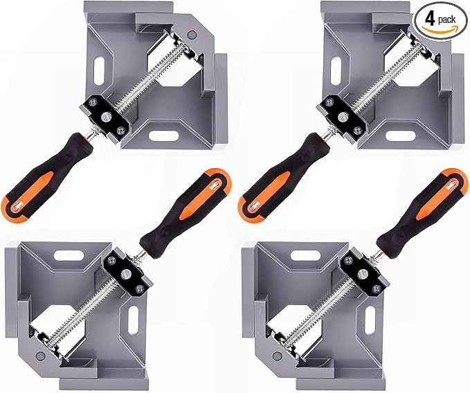 4pcs Corner Clamp - Right Angle 90 Degree Wood Clamps For Woodworking, With Adjustable Swing Jaw Aluminum Alloy Frame, For Welding, DIY Woodworking