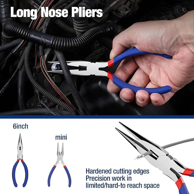 7-Piece Pliers Set, Comfort Grip, Groove Joint, Long Nose, Slip Joint | Drop-Forged Heat-Treated Steel; Non-Slip Ergonomic Comfort Grip; Rust-Resistant Protective Finish