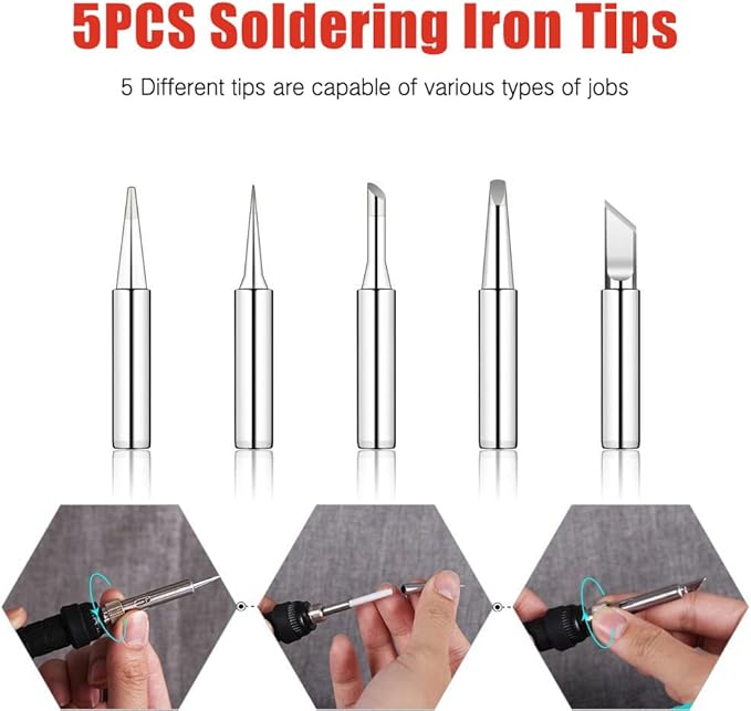 Electronic Soldering Iron Kit, 120W Digital Soldering Gun Tools, Portable Easy-play Solder Kit with 5pcs Extra Tips, 50g Solder Wire, Heavy Duty Holder, Cleaning Sponge, Solder Paste