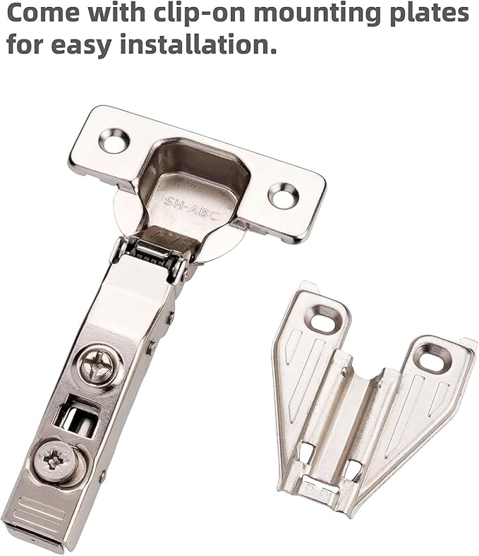 DecoBasics (60 PCS) Full Overlay Soft Close Cabinet Hinges for Kitchen Cabinets - 105° Face Frame Concealed Cabinet Door Hinge -3 Way Adjustability -Clip on Plate & Matching Screw 4 Easy Installation