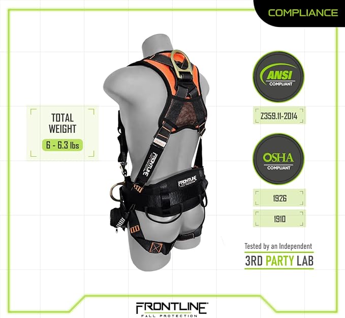 Frontline Full Body Harness | Suspension Trauma Straps| OSHA & ANSI Compliant