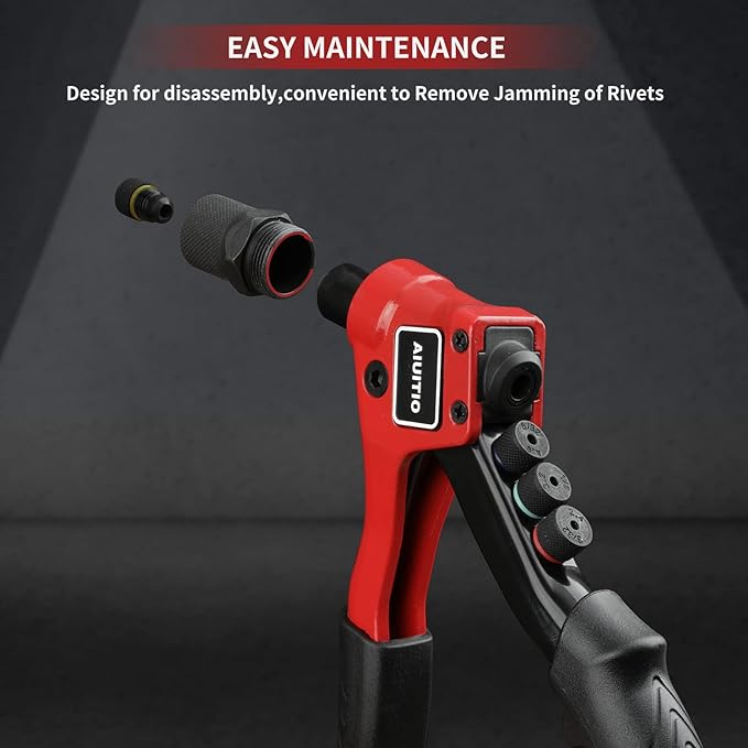 Rivet Gun, AIUITIO Pop Rivet Tool Kit with 200 Rivets and 4 Drill Bits, Manual Hand Riveter Kit with Rugged Carrying Case