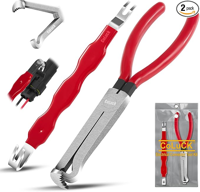Electrical Disconnect Pliers 37960, Electrical Connector Separator 13120, 8in Automotive Tools Electrical Connector Pliers, Automotive Tools for Push Tab Style Plugs (2-Piece Set)