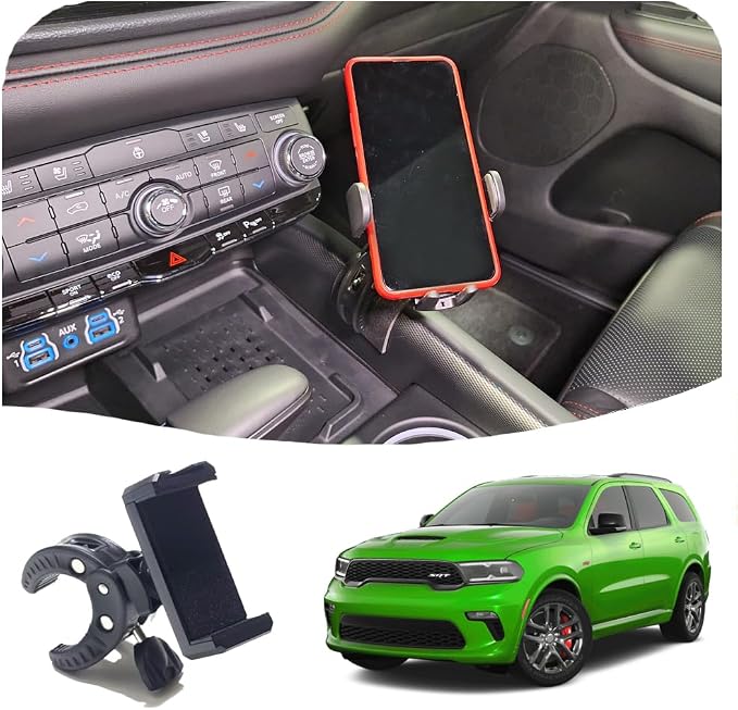 Phone Mount for Dodge Durango 2021-2025 | Dashboard Phone Holder Clamps onto The Center Console | (Spring Loaded)