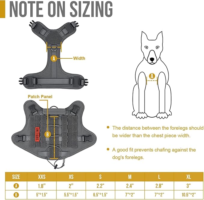 OneTigris Tactical Dog Harness Vest No-Pull Service Dog Vest for Large Dogs | 1000D Pullable Nylon, with Control Handle and Hook & Loop Panels, Easy On & Off, Adjustable for Walking Training Gray L