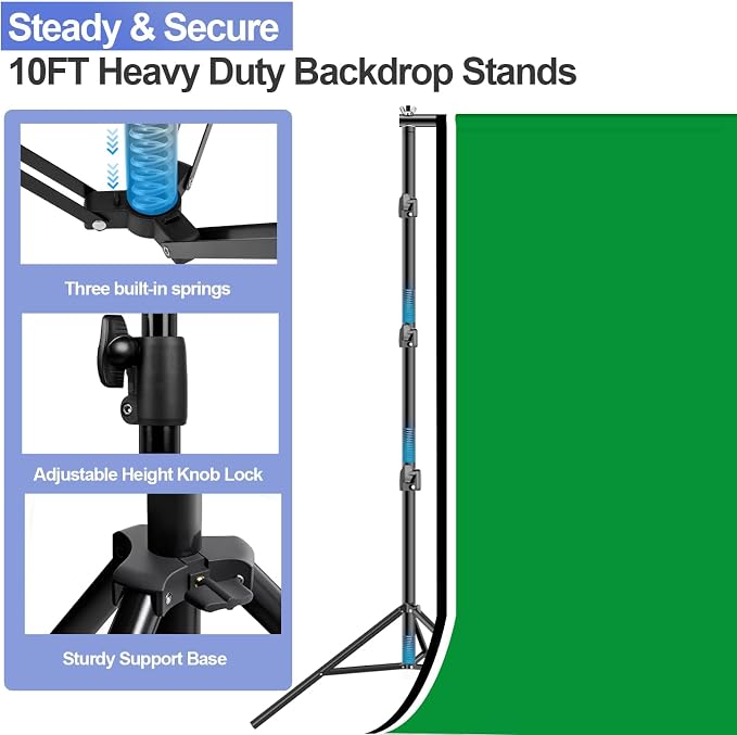 EMART Heavy Duty Photo Backdrop Stand kit 10 x 10 FT with 3 Pcs Backdrops