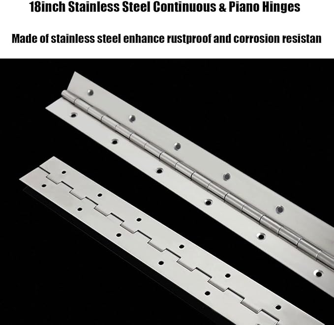 4PCS 18Inch Continuous & Piano Hinges, Heavy Duty Stainless Steel Piano Hinge, Smooth Polished Folding Continuous Hinge, 0.04inch Leaf Thickness, 1.2inch Open Width