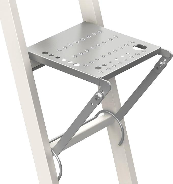 Ladder Platform Attachment, Ladder Accessories,Anti-Slip Extension Ladder Step, Heavy Duty Ladder Work Stand Ladder Paint Tray Holder 400 Pound (Silver Gray)