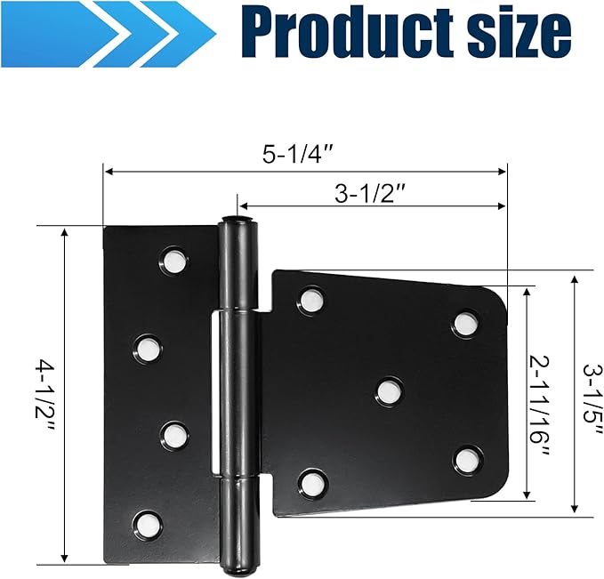 Heavy Duty Gate Hinges 6 Pack, Black Iron 3.5 Inch Door Hinges for Wood Shed Barn Door Fence Gate Swing Door (Screws Included)