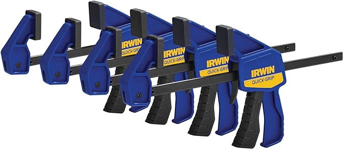 IRWIN Quick-Grip 1964758 One-Handed Mini Bar Clamp 4 Pack, 6", Blue
