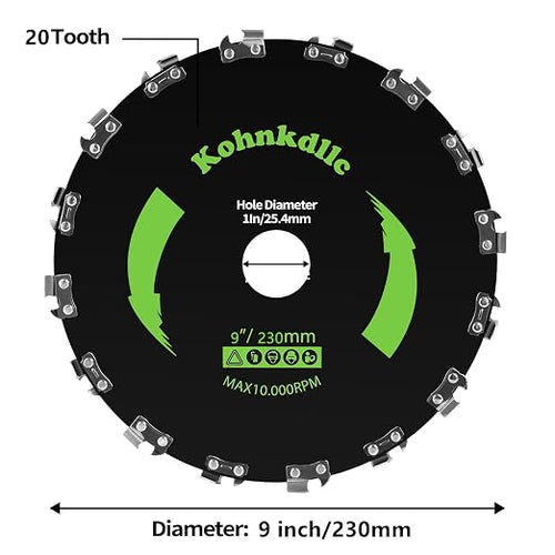 10" x 3T Carbon Steel Brush Cutter Blades + 10" 80T Carbide Tip weedeater Blades + 9" x 20 Teeth Chainsaw Tooth Blade Kit for weedeater with 2 Set Universal Adapter Kit and 4 Round Files