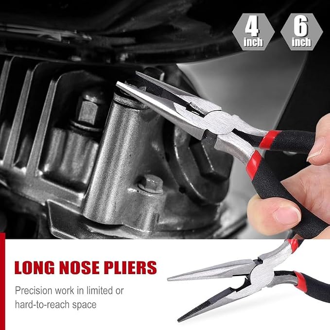 7-Piece Utility Pliers Set,Slip Joint,Long Nose,Diagonal,Groove,Linesman | Drop-Forged Heat-Treated Steel; Non-Slip Ergonomic Dipped Handle; Rust-Resistant Protective Finish