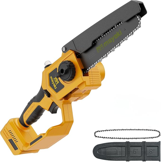 Cordless 8In Chainsaw w/ 4.0Ah Battery and Charger, Compatible with Dewalt 20V MAX Battery, Electric Hand Chain Saw, Auto Oiler, 900W Brushless Motor, for Tree Trimming, Cutting, Purning