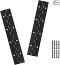 2PCS Black 8-Inch Heavy Duty Stainless Steel Piano Hinge,2" Open Width Continuous Piano Hinges for Wood Furniture Tool,Piano Cabinets, Includes Pre-Drilled Holes and Screws.