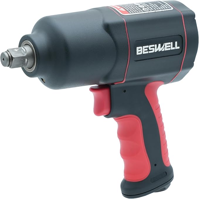 BESWELL® BW-112BN 1/2-Inch Air Impact Wrench with 1180 Ft-Lbs Max Torque | FAST & POWERFUL: Twin hammer impact wrench delivers fast, high-torque power for auto repair, tire changes & body shop