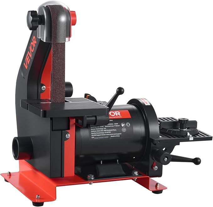 VEVOR 5" Disc Sander & 1" x 30" Belt Sander, 250W Benchtop Belt Disc Sanders Combo with 0-45° Adjustable Worktable & Dust Collection Ports for Woodworking, Furniture Refinishing, DIY Crafting