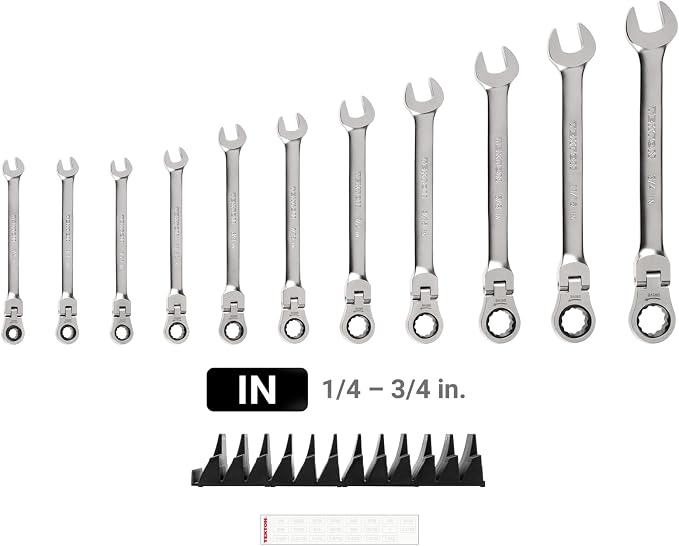 TEKTON Flex Head Ratcheting Combination Wrench Set, 11-Piece | WRC95300