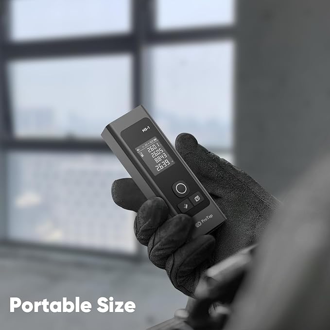 Laser Measure - 393 FT Laser Distance Meters, Type-C Rechargeable Laser Measuring Tool- Area/Volume/Pythagorean for Construction, Tiling, DIY with 1.4" Black LCD