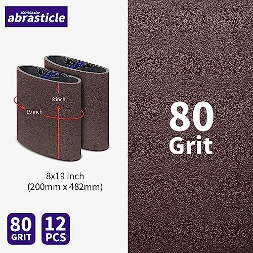 12 Packs 8 x 19 inch 80 Grit Cloth Floor Sanding Belts Ideal for Sanding Commercial and Residential Flooring