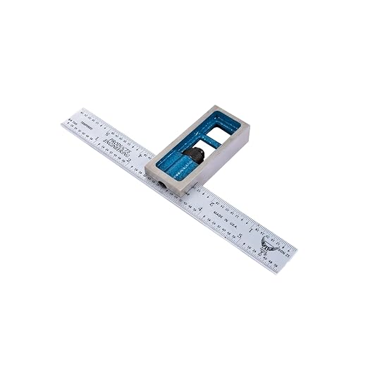 PEC Tools Precision Double Square- Cast Iron Head, 6" x150mm Blade with English/Metric Graduations, Made in USA