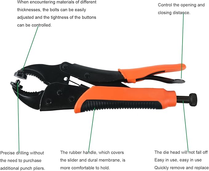 Heavy Duty Snap Fastener Tool Kit with 20 Sets Buttons, JYEASTZ Adjustable Buckle Pliers, Suitable for Repairing or Replacing Sailboat Cloth, Denim Clothing, Leather, Sun Visors, etc (Orange)