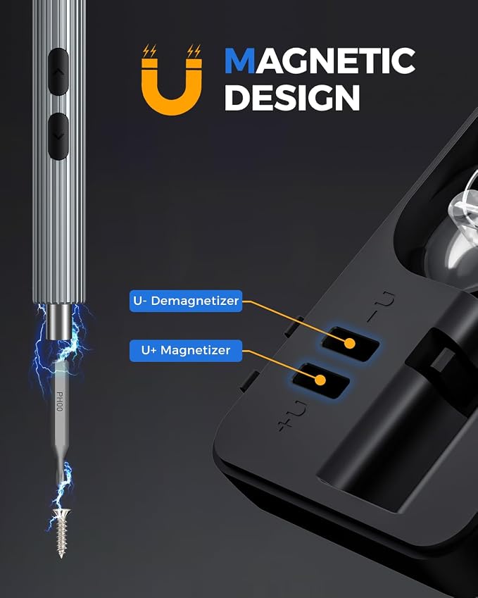 Mini Electric Screwdriver, LIFEGOO 58 in 1 Precision Screwdriver Set with 50 Magnetic Bits, Digital Display Electric Repair Tool Kit for Electronics Phone Camera Laptop Watch