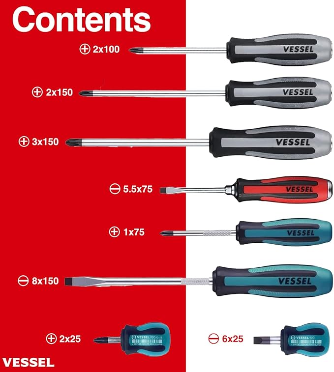 VESSEL MEGADORA IMPACTA Screwdriver (8 PCS SET)