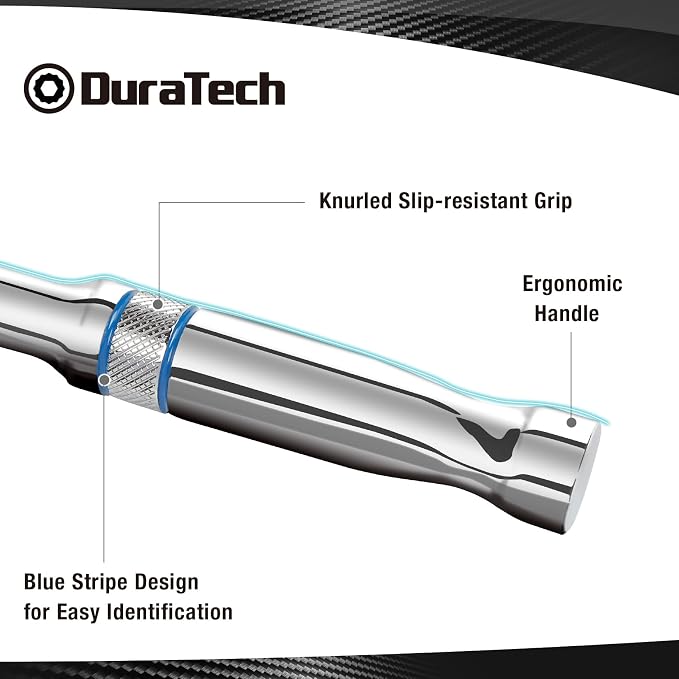 DURATECH 1/4-Inch Drive Ratchet, 90-Tooth Quick-Release Ratchet Wrench | Reversible, Cr-V Made, 4° Swing, Full Polished, Professional Socket Wrench for Men Women Stocking Stuffers for Men Women