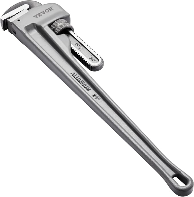 VEVOR Pipe Wrench, 24" Aluminum Straight Pipe Wrench, Adjustable Plumbing Wrench, with High Strength Jaw and Ergonomic Handle, Easy to Carry, Hangable Design, for Water Pipes, Automotive Repairs
